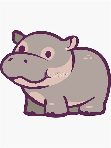 "Hippo" Sticker for Sale by lacy2313 | Cartoon hippo, Cute doodles ...