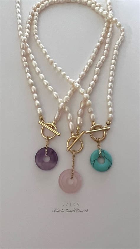 Pearl Necklace With Rose Quartz Amethyst Turquoise - Etsy