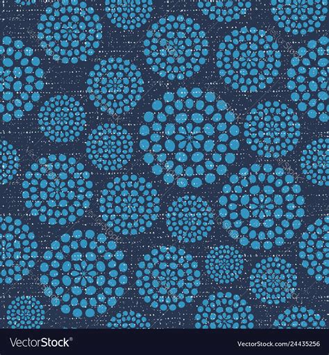 Blue circles fabric texture seamless pattern Vector Image