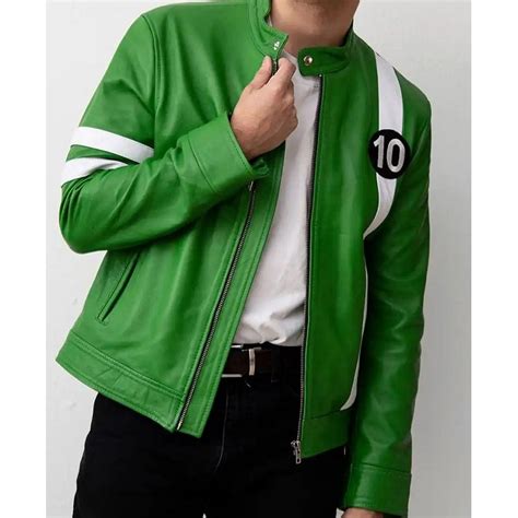 Mens Alien Green Ben 10 Leather Jacket