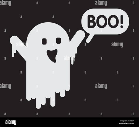 Funny cartoon character in ghost costumes for Halloween with Boo text. Fun spooky monsters icon ...