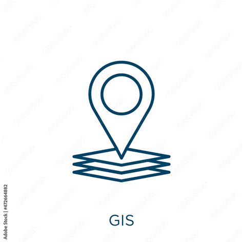 gis icon. Thin linear gis outline icon isolated on white background ...