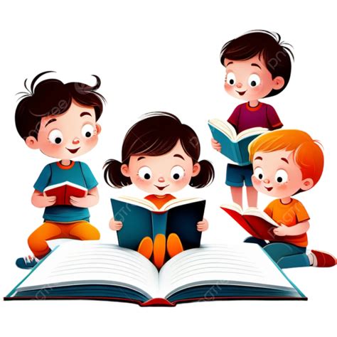 Children Reading Book, Assets, Graphic, Design PNG Transparent Clipart Image and PSD File for ...