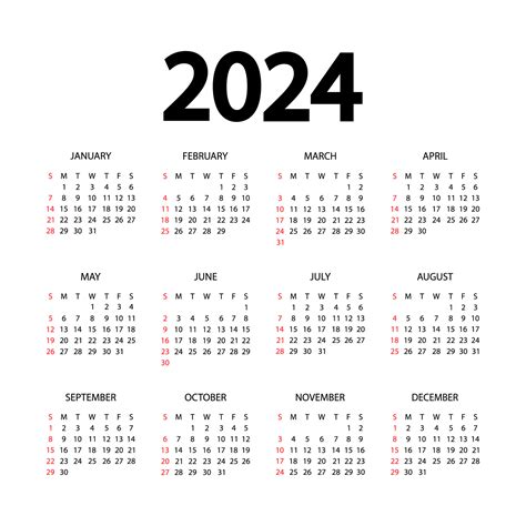 Calendar 2024 Vector Art, Icons, and Graphics for Free Download