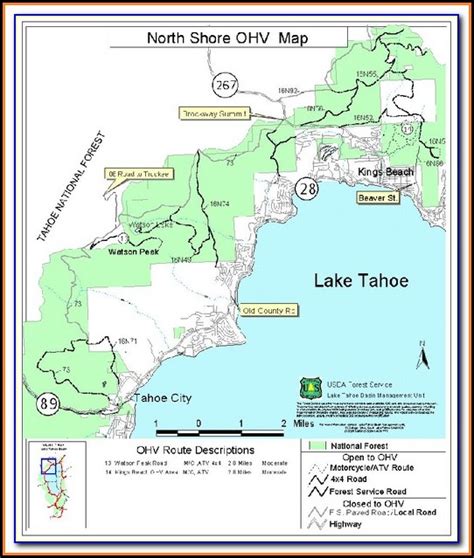 North Lake Tahoe Hiking Map - map : Resume Examples #76YG6B09oL