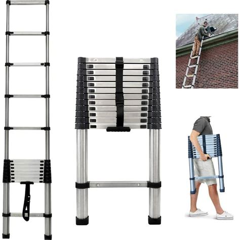 Telescoping Ladder Extension Ladder 12FT Collapsible Ladder Telescopic Extendable Ladder ...