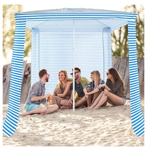 Beach Cabana, 6.7’ x 6.8’ Easy to Set up Beach Tent w/ Adjustable Height, Detachable Sidewall ...