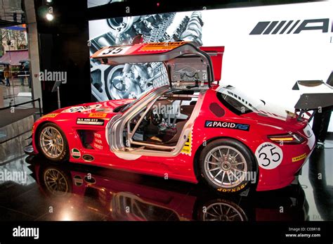 Mercedes Benz SLS AMG GT3 racing car Showroom Champs Elysees Paris ...