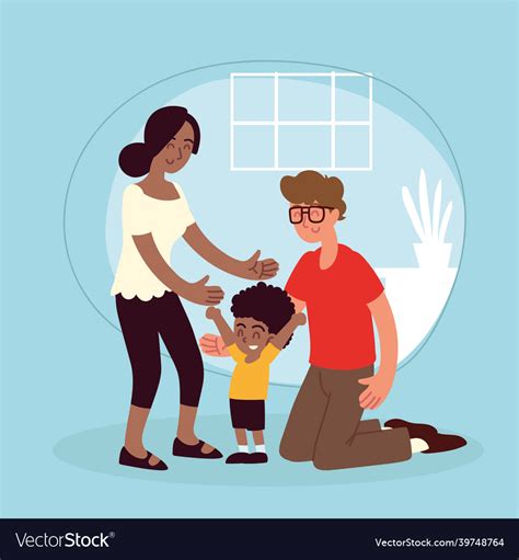 Little boy adoption family Royalty Free Vector Image