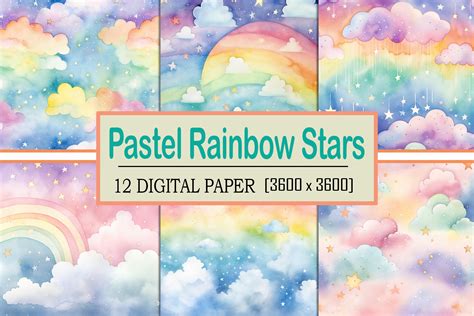 Pastel Rainbow Stars Background | Creative Market