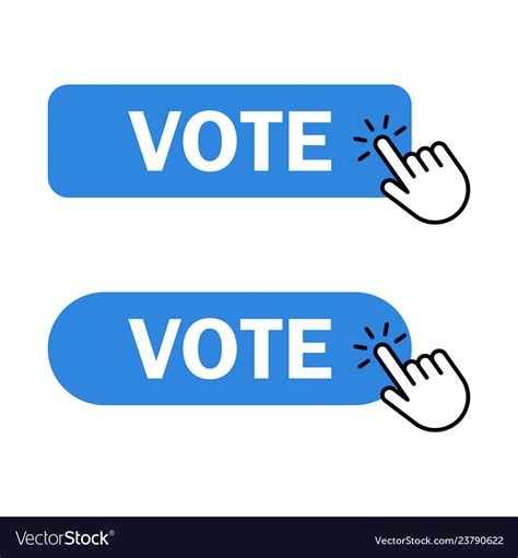 Hand cursor clicks vote button Royalty Free Vector Image