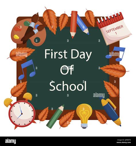 Flat design first day of school frame Vector illustration Stock Vector Image & Art - Alamy