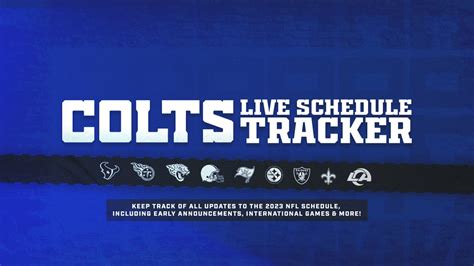 2023 Colts Schedule: Get the latest updates on the 2023 NFL schedule. Early announcements ...