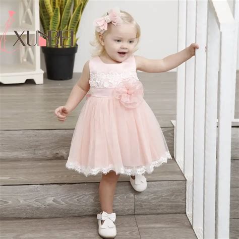 Knee Length Cute Lace Flower Girl Dresses 2019 Pink Baby Girls Dresses ...