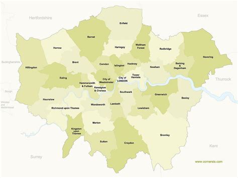 London borough map - Map of London boroughs (England)