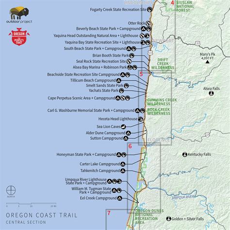 Oregon Coast Camping Map oregon Coast Map Pdf Secretmuseum | secretmuseum