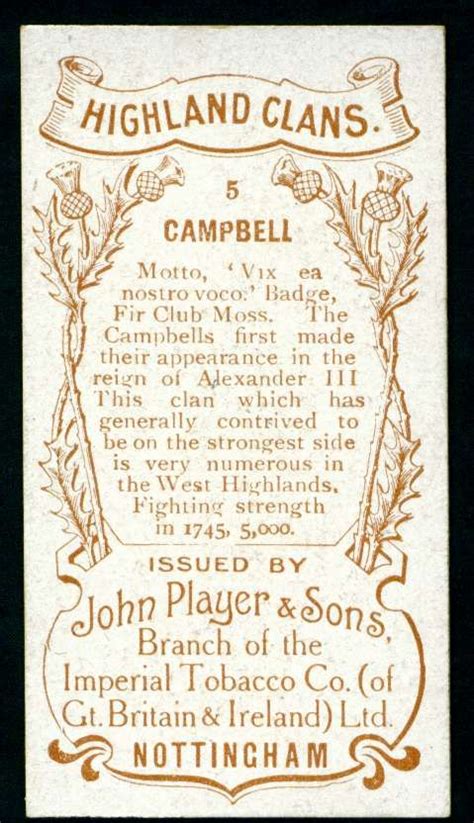 Cigarette Card Back - Clan Campbell | Scotland history, Clan, Scottish clans