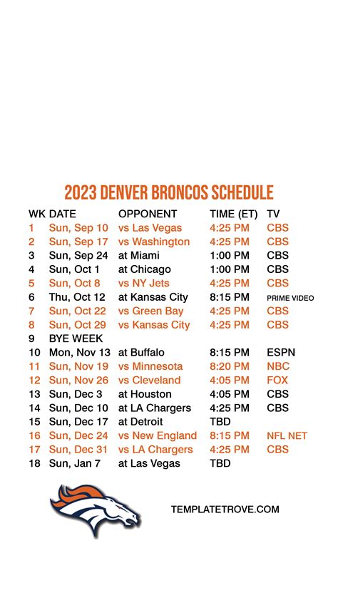 Denver Broncos Schedule 2024 2024 - Dixie Frannie