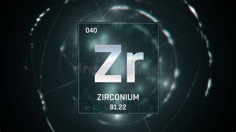 Zirconium As Element 40 of the Periodic Table 3D Illustration on Green Background Stock ...