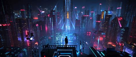 Wallpaper 4K Futurista Metropolis cityscape cyberpunk science fiction ...