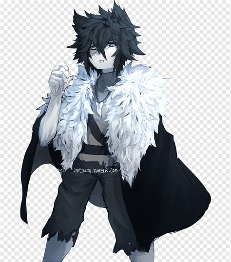 Male anime character wearing white and black fur coat art, Gray wolf ...