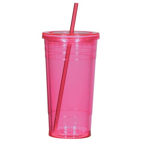 24 Oz. Double Wall Acrylic Tumbler With Straw