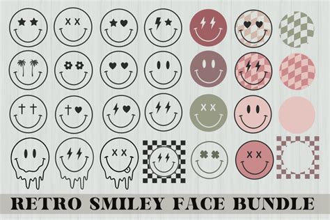 Retro Smiley Face Svg Bundle (2447676)