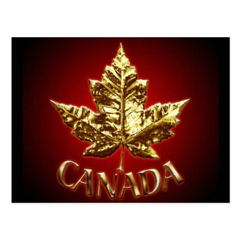 Canada Souvenir Postcards Gold Canada Flag Cards | Zazzle