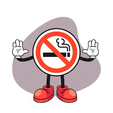 Premium Vector | No smoking sign cartoon character with a stop hand gesture