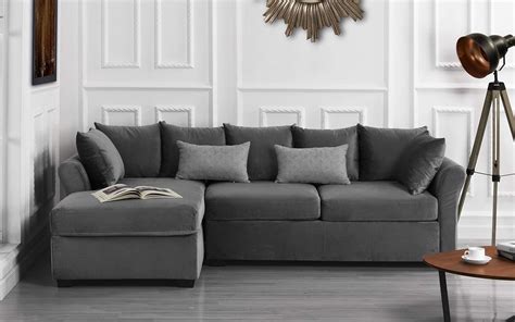 Divano Roma Furniture Modern Large Velvet Sectional Sofa, L-Shape Couch with Extra Wide Chaise ...