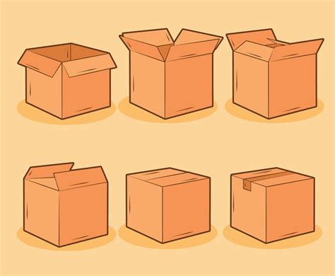 Carton Box Collection Vector Vector Art & Graphics | freevector.com