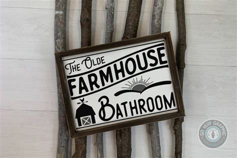 The Olde Farmhouse Bathroom Vintage Sign SVG Cut File (194395) | SVGs | Design Bundles