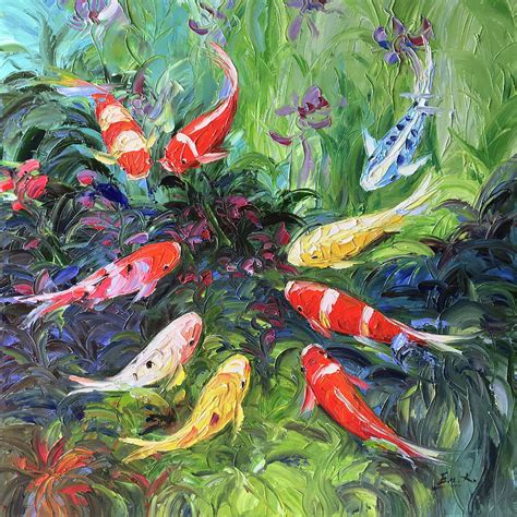 9 KOI fish Painting, Original Large watercolor art - campestre.al.gov.br