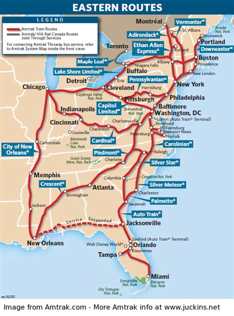 juckins.net - Amtrak Routes at a Glance