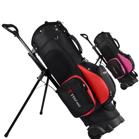 Golf Travel Bag Wheels Golf Rack Tripod Backpack Bag 11 Piece Clubs Standard Ball Travel Trolley ...