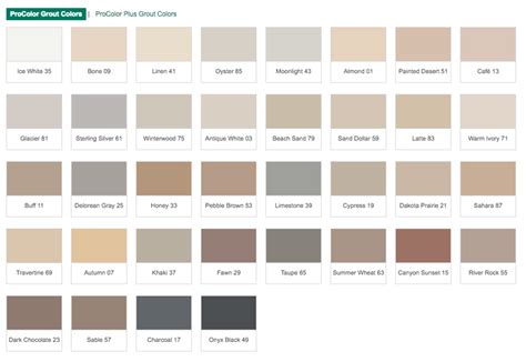 Prospec Bonsal Grout Colors - Portland Direct Tile & Marble