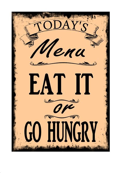 Funny Kitchen Menu Sign Hanging Sign Vintage Style Wall Plaque Sign ...