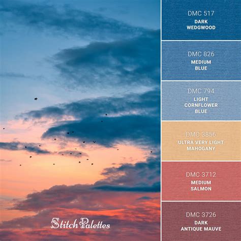 Sunset Sky - Embroidery Color Palette (With Thread Codes)