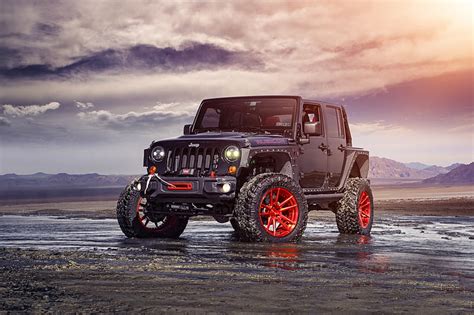 HD wallpaper: black Jeep wrangler photo, jk, black wheel, rims, tires, lift kit | Wallpaper Flare