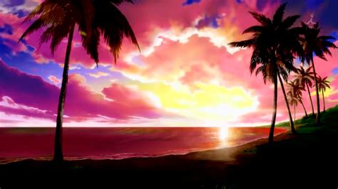 Beach during sunset painting, anime, landscape HD wallpaper | Wallpaper Flare