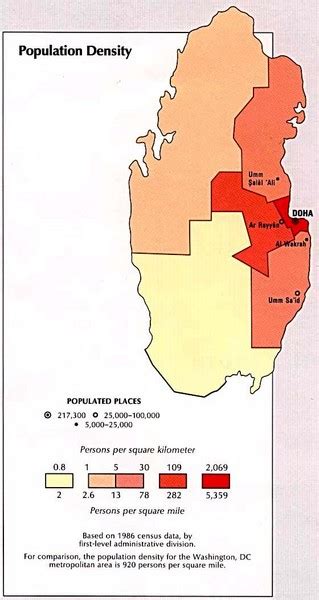 Qatar Population Density Map - Qatar • mappery