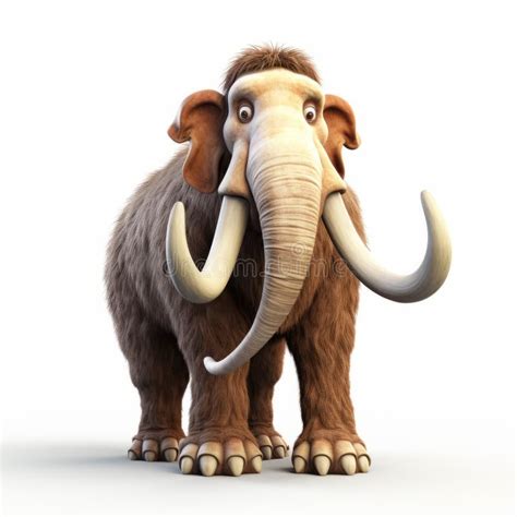 Ice Age Mammoth Cartoon: 3d Full Body on White Background Stock Illustration - Illustration of ...