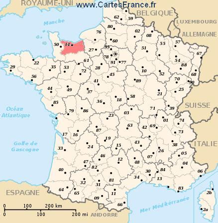 CALVADOS : map, cities and data of the departement of Calvados 14