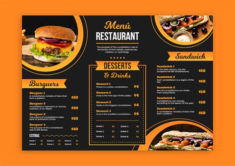 Customize for free this Gradient Professional Fast Food Burgers And Sandwiches Menu template