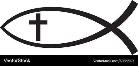 Christian fish symbol with cross Royalty Free Vector Image