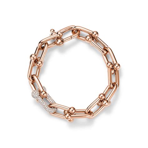 Tiffany HardWear Large Link Bracelet in Rose Gold with Diamonds | Tiffany & Co.