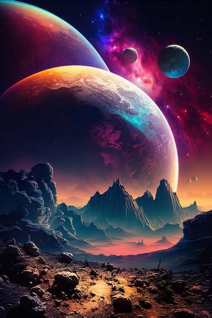 Premium Photo | Space wallpaper with planets and galaxy in the background