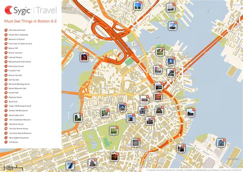 Boston Printable Tourist Map | Sygic Travel