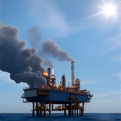 Offshore Rig on Fire Accident Big Explosion. Oil Rig Explosion Stock Illustration - Illustration ...