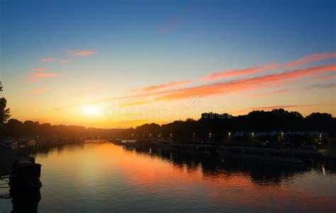 Sunset over Seine stock photo. Image of vacation, sunrise - 107226350